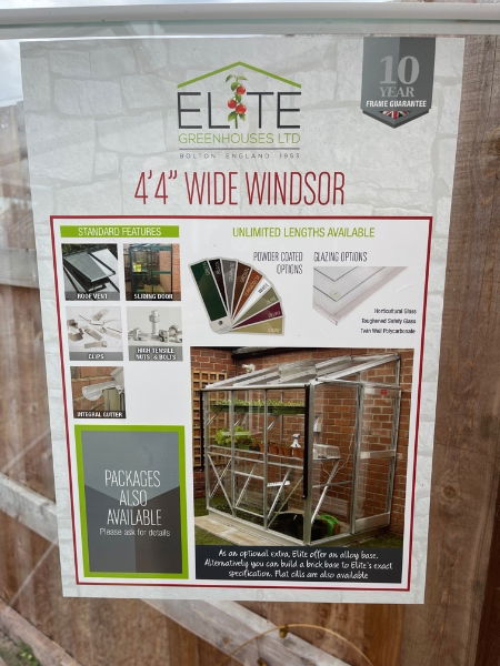 ELITE Greenhouse Windsor 6'6 x 4'4. On display